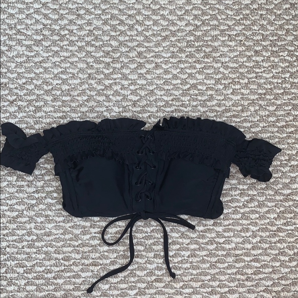black off the shoulder bathing suit top